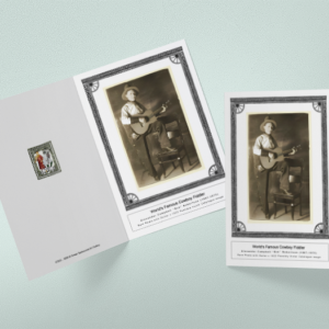 Front Cover of greetings card of Eck Roberton Worlds Famous Cowboy