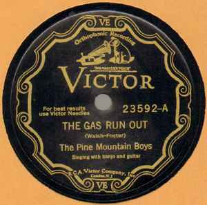 Vintage Victor record label for “The Gas Run Out” by the Pine Mountain Boys, featured on Roll On, Daddy, Roll On – Document Records.