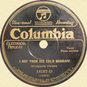 Columbia 78rpm label for "I Got Your Ice Cold Nugrape" by the Nugrape Twins, catalogue number 14187-D