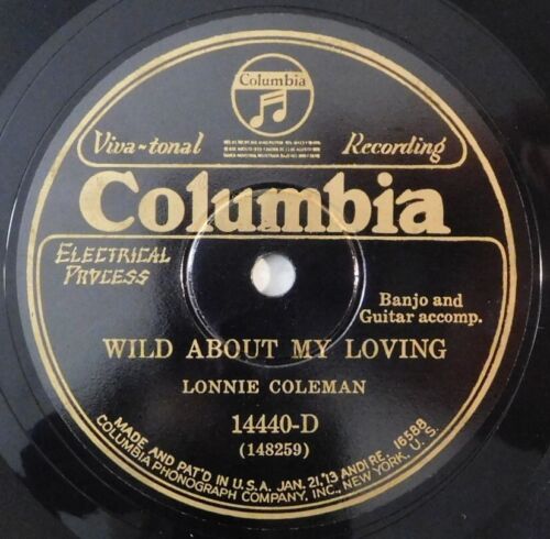 Columbia 78rpm label for "Wild About My Loving" by Lonnie Coleman, catalogue number 14440-D