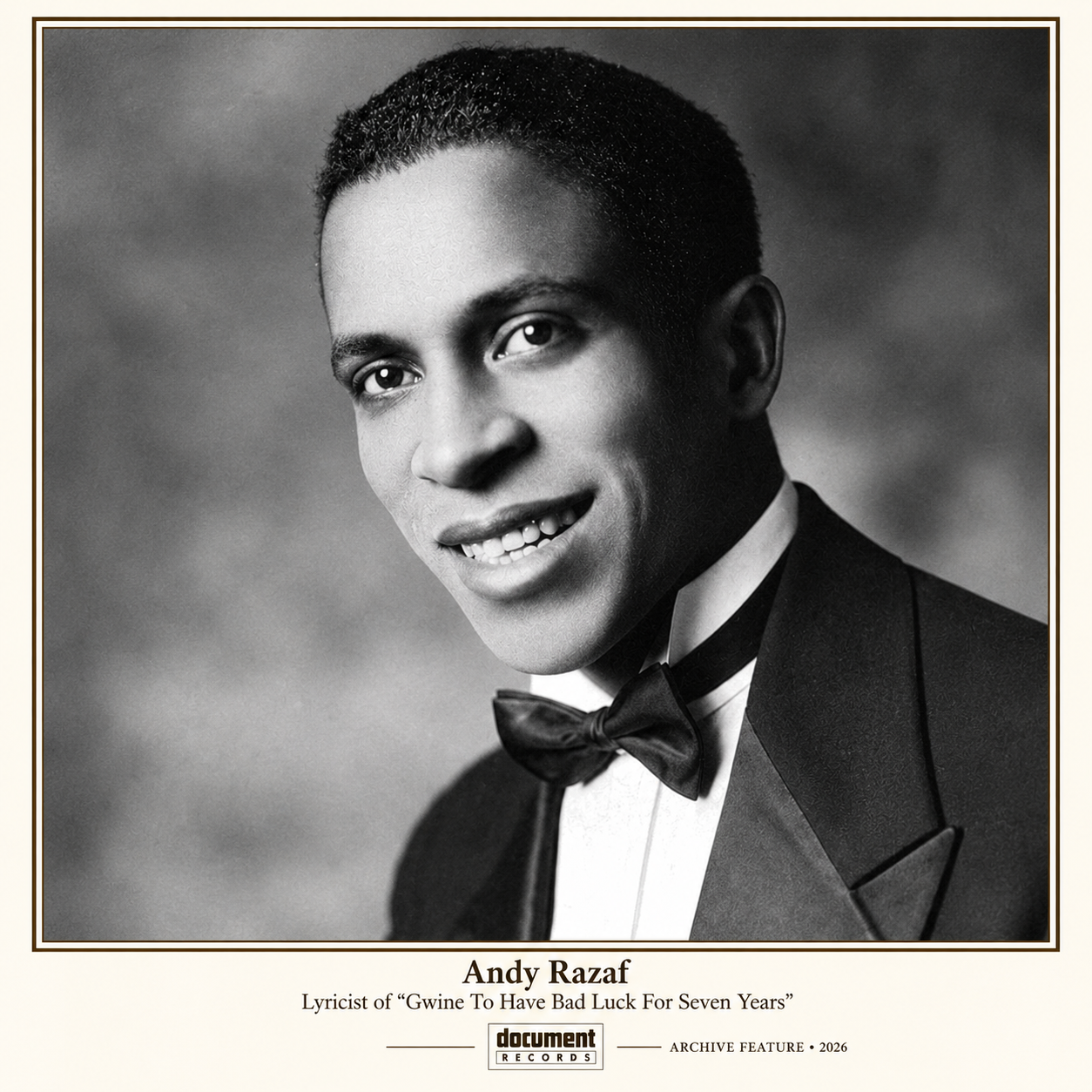 Portrait of songwriter and lyricist Andy Razaf, who wrote the words to Gwine To Have Bad Luck For Seven Years.