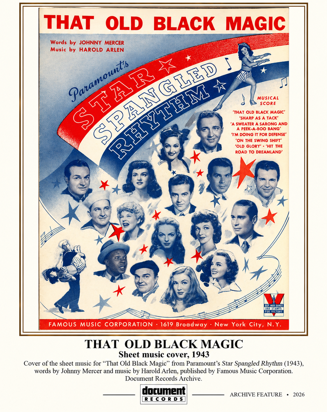 Vintage illustrated sheet music for That Old Black Magic